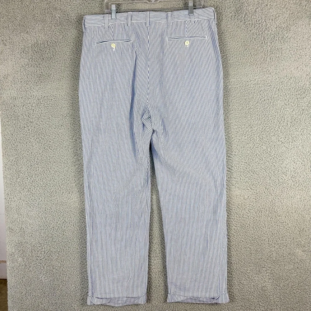 Jos A Bank‎ Dress Pants Mens 38 Blue Striped Classic Fit Pleated Cotton 38x29